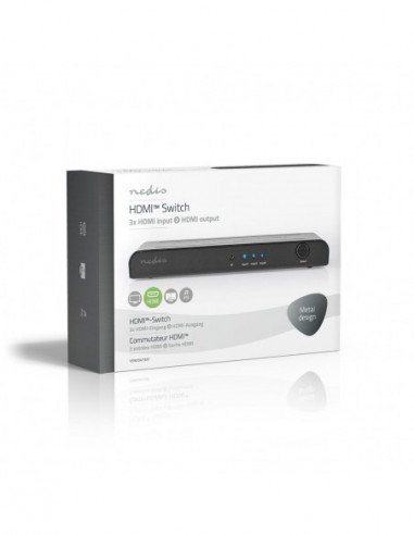 Comutador HDMI Nedis VSWI3473AT: 3...