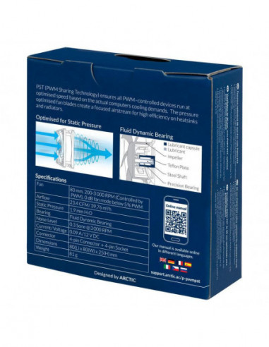 Ventilador Arctic P8 PWM PST, 80mm,...