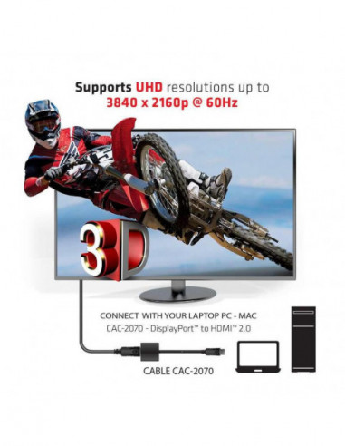 Adaptador Club 3d DisplayPort 1.2...