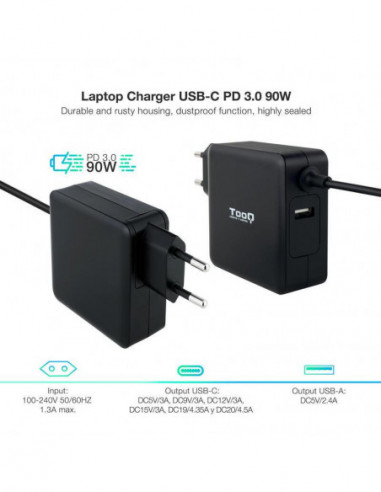 Carregador Tooq TQLC-USBC90PD: 90W...