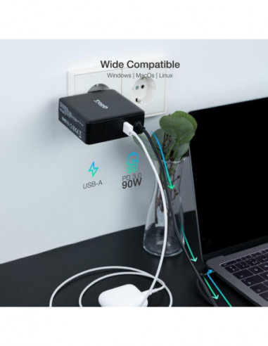 Carregador Tooq TQLC-USBC90PD: 90W...