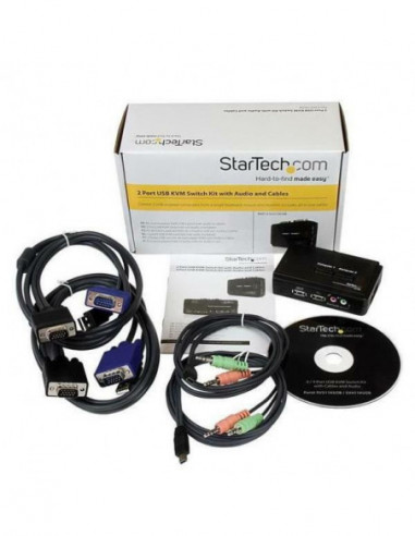 2 Port USB KVM Switch w/Audio+Cables